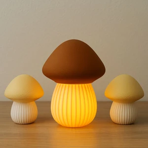 Dekoratif Işıklı Mantar Biblo Seti , Tealight LED Mumlu