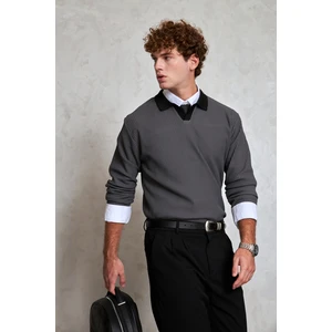 Erkek Polo Yaka Nopeli Oversize Triko Kazak