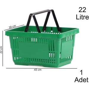 Plastik Market Alışveriş El Sepeti 22 Litre Yeşil 1 Adet