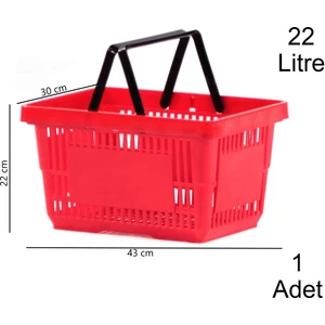Plastik Market Alışveriş El Sepeti 22 Litre Kırmızı 1 Adet