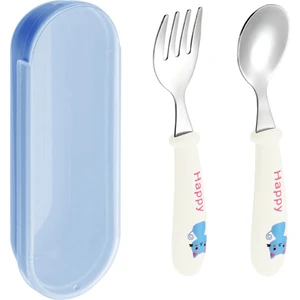 Beyaz Renk Kedi Model Premium Çocuk Bpa'sız Silikon Saplı Paslanmaz Çelik Uçlu Çatal-Kaşık, (9+ Ay