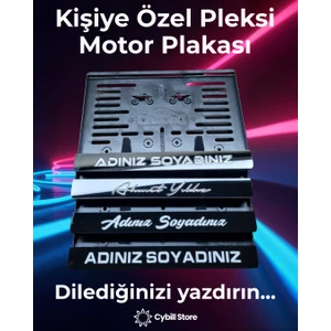 Kişiye Özel Motosiklet Plaka Altı -Şık ve Dayanıklı Plaka Kişiye Özel Beyaz Cybill Store Motor Plakalık Pleksi | Ad Soyad Yazılı 3D Kabartma | Parlak Premium Modifiye Tasarım | Dayanıklı,