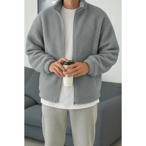 Ghassy Co. Erkek Isı Termal Iç Dış Sherpa Sonbahar Kış Tam Fermuarlı Peluş Polar Sweatshirt