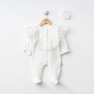 Miniday Baby Kız Bebek Mevlütlük Tulum Bandanalı Dantelli