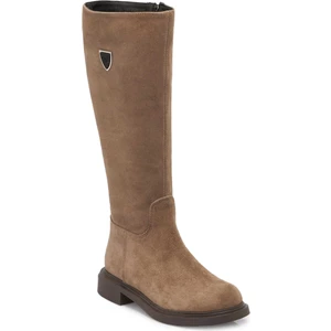 Vizon Hakiki Süet Deri Kadın Casual Çizme - K24K1CM67745-A02