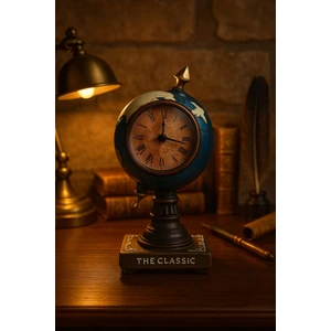 Deco Elit Vintage Dünya Küresi Tasarımlı Polyester Masa Saati – Ofis ve Ev Için Şık Antika Model 19 Cm-M