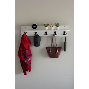 Alpa Ev Mobilya 5 Askılı ve Raflı Modern Duvar Portmantosu - Antre Elbise ve Çanta Düzenleyici