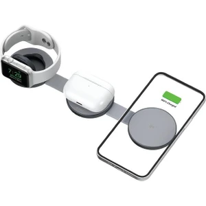 ttec AirCharger Trio Pro Qi2/MagSafe Özellikli 15W iPhone/Android 3’ü 1 Arada iPhone + Apple Watch + AirPods Katlanabilir Seyahat Kablosuz Hızlı Şarj Pedi 2KS39S