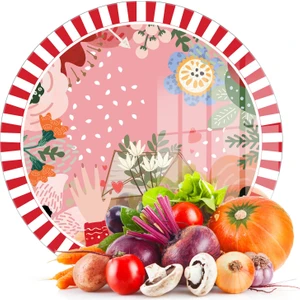 Cam Kesme Tahtası ve Sunumluk Yuvarlak Karışık Renkli Love Desenli 30X30 cm