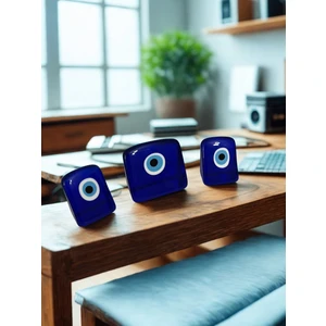 Nevce Store Modern Kare Nazar Boncuğu Seti 3’lü – Ev & Ofis Dekoru - Pozitif Enerji ve Şık Objeler