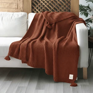 Coco Pirinç Örgü Ponponlu Triko Tv Battaniyesi Throw Koltuk Şalı