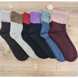 6 Çift Kadın Kıvrık Havlu Kışlık Çorap Pamuklu Çorap