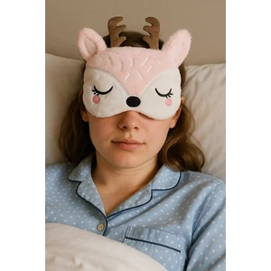 Bear & Pear Ren Geyiği Pembe Peluş Uyku Maskesi Uyku Bandı Göz Bandı