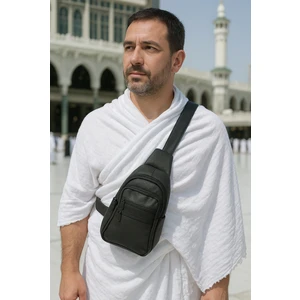 İhvan Online Hac Umre Siyah Bel Çantası - Çok Gözlü, Suya Dayanıklı Erkek Umre Çantası