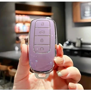 Chery Tıggo 8 Pro Max Tıggo 7 Pro Max Omoda 5 Pro Jaecoo Elmas Desenli Tpu Anahtar Kılıfı (Pembe)