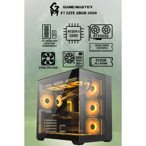 GM Game Master F7 Lite Argb RTX5050 Ryzen 5 5500 Cpu 16GB Ddr4 Ram 512GB M.2 SSD RTX5050 7x Argb Fanlı Gaming Pc