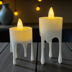 Eriyen Mum Görünümlü LED Işık Seti (2’li - Uzun ve Kısa)