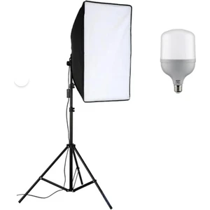 Ürün Çekimi Moda Reklam Cast Için Güçlü 50 Wat LED Ampullü Sürekli Işık Softbox Set 50X70 cm