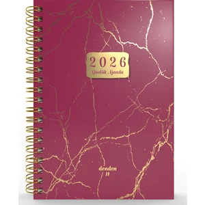 Spiralli 2026 Ajanda Mermer Kırmızı