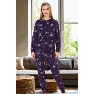 Kadın Yıldız Desen Uzun Kol Pijama Takımı 240966 Mor