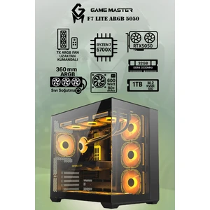 GM Game Master F7 Lite Argb RTX5050 Ryzen 7 5700X Cpu 32GB Ddr4 Ram 1tb M.2 SSD RTX5050 7x Argb Fanlı Gaming Pc