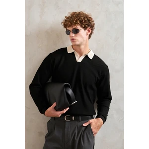 Erkek Polo Yaka Nopeli Oversize Triko Kazak