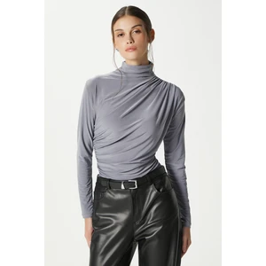 Kadın Moon Büzgülü Gri Sandy Bluz