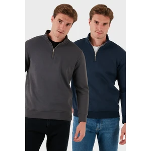 Pamuklu Regular Fit Dik Yaka 2'li Paket Sweat Erkek Sweat 59052592S2