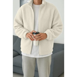 Ghassy Co. Erkek Isı Termal Iç Dış Sherpa Sonbahar Kış Tam Fermuarlı Peluş Polar Sweatshirt