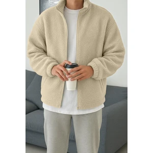 Ghassy Co. Erkek Isı Termal Iç Dış Sherpa Sonbahar Kış Tam Fermuarlı Peluş Polar Sweatshirt