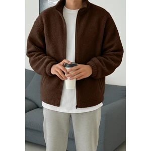 Ghassy Co. Erkek Isı Termal Iç Dış Sherpa Sonbahar Kış Tam Fermuarlı Peluş Polar Sweatshirt