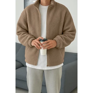 Ghassy Co. Erkek Isı Termal Iç Dış Sherpa Sonbahar Kış Tam Fermuarlı Peluş Polar Sweatshirt