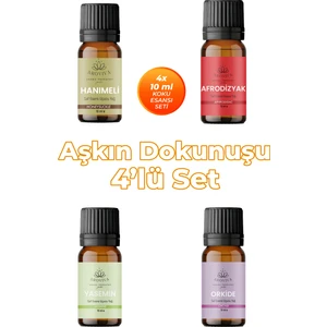 Aşkın Dokunuşu Oda Kokusu 4'lü Set- Doğal Esansiyel Uçucu Yağ, Difüzör Esansı, Buhurdanlık Yağı