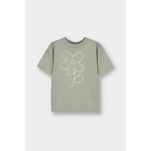 Kız Bebek Bisiklet Yaka Çiçekli Kısa Kollu Tişört F3500A525AU