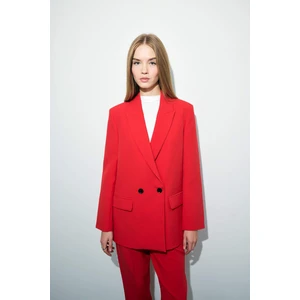 Oversize Geniş Kalıp Ceket Yaka Düğmeli Kırmızı Blazer Ceket C2457AX25AU