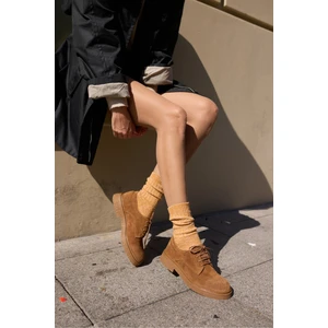 Angelina Jones Lech Kadın Kahve Gercek Suet Loafer Bagcıklı Ayakkabi