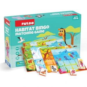Habitat Bingo / Eğitici ve Eğlenceli Oyuncak / Hayvanları Öğreten Eşleştirme Oyunu / 32 Parça