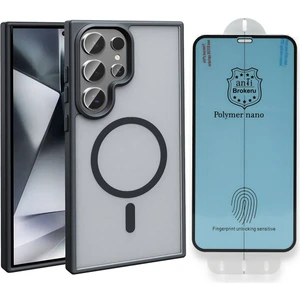 Galaxy S23 Ultra Kılıf M-safe Şarj Özellikli Mat Arka Yüzey Vendas Sio Kapak + Polymer Nano Ekran Koruyucu