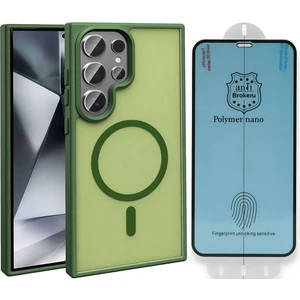 Galaxy S23 Ultra Kılıf M-safe Şarj Özellikli Mat Arka Yüzey Vendas Sio Kapak + Polymer Nano Ekran Koruyucu