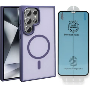 Galaxy S23 Ultra Kılıf M-safe Şarj Özellikli Mat Arka Yüzey Vendas Sio Kapak + Polymer Nano Ekran Koruyucu