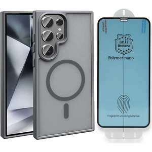 Galaxy S23 Ultra Kılıf M-safe Şarj Özellikli Mat Arka Yüzey Vendas Sio Kapak + Polymer Nano Ekran Koruyucu