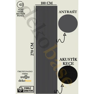 100x270 cm Antrasit Renk Akustik Ahşap Duvar Paneli
