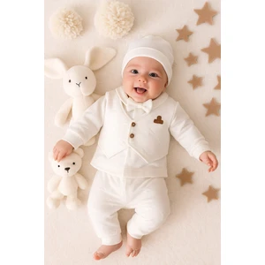 Ozz Baby Organik Lüx Smokin Zıbın Seti  0-3 Ay Yeni Doğan Erkek Bebek Hastane Çıkışı 5 Li Kutulu Premium Ürün