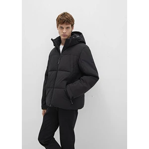 Su İtici Kapüşonlu Siyah Şişme Mont 0110675-71379