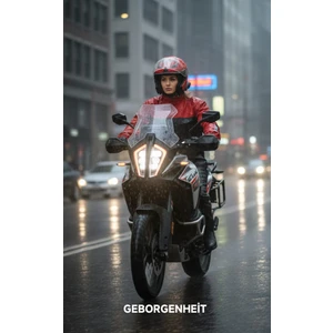 Kırmızı Motorcu Yağmurluk File Astarlı Motosiklet Yağmurluğu Cepli