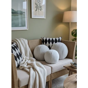 3' Lü Top Kırlent / Yastık 2 Büyük Gri / 1 Küçük Gri ( 42CM / 25CM)