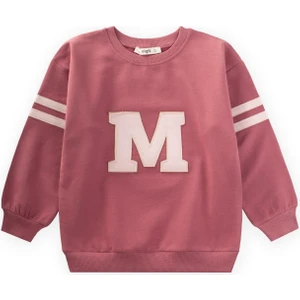 Aplikeli Sweatshirt 3-9 Yaş Gül Kurusu