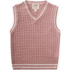 Saş Örgü Triko Süeter 3-9 Yaş Pudra Pembe