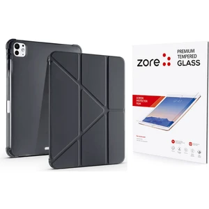 Apple iPad Pro 11 2025 M5 Kılıf Zore Tri Folding Kalem Bölmeli Standlı Kılıf + Temperli Cam Ekran Koruyucu