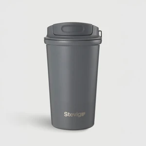 4 Work Flip Open Coffee Mug Çelik Termos 400 ml Grey ST-251